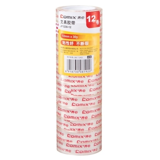 Tape Transparent Comix 12Mmx27.4M 12Pcs Clear Jf1230-12