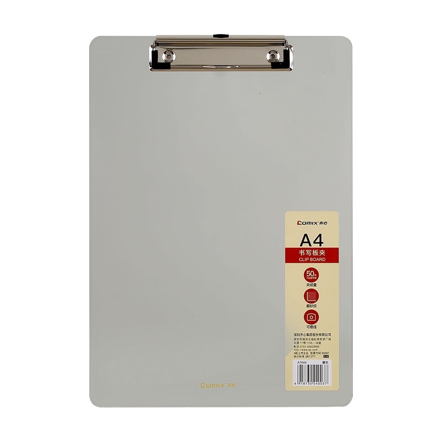 Clipboard Comix A4 Plastic Clear Grey A7644