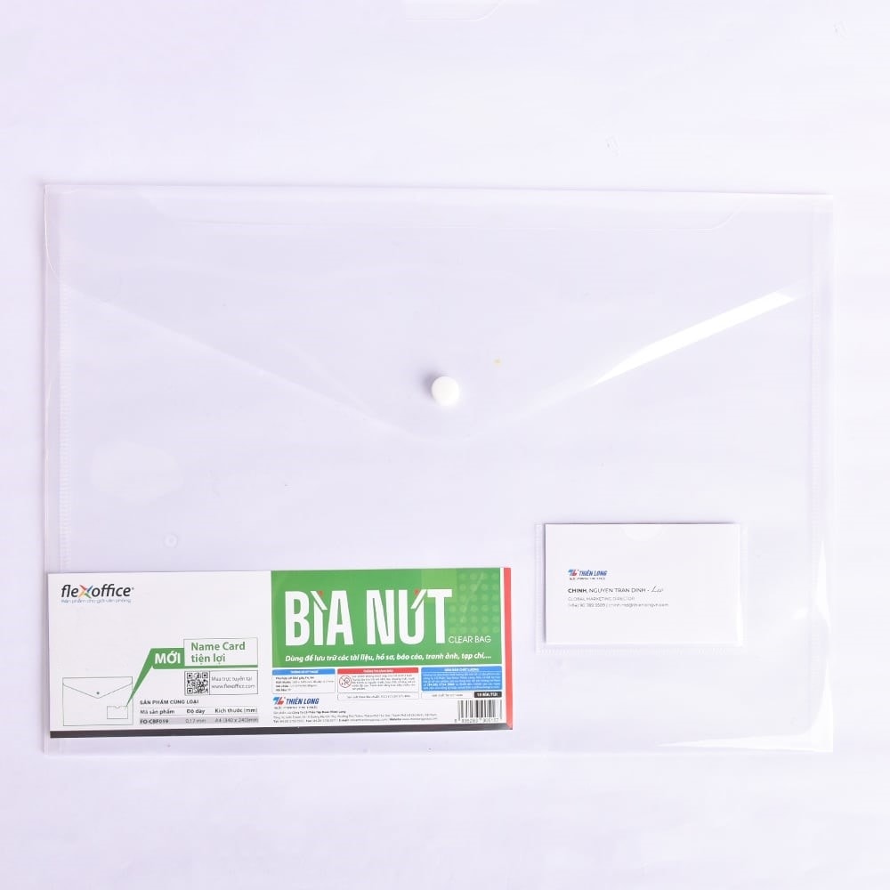 File Envelope Flexoffice A4 W/Buttom W/Name Pocket Clear 0.1