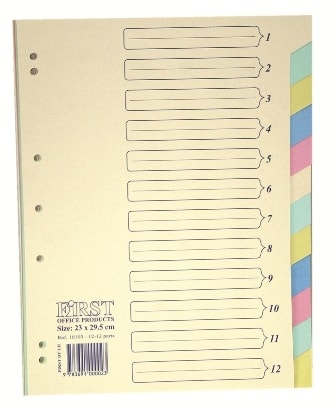 Separator Cardboard Color First 10103 A4 12Parts 512