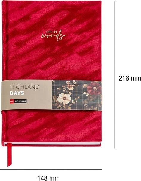 Notebook Miquerius Highland Days A5 Plain Red Velvet 8293