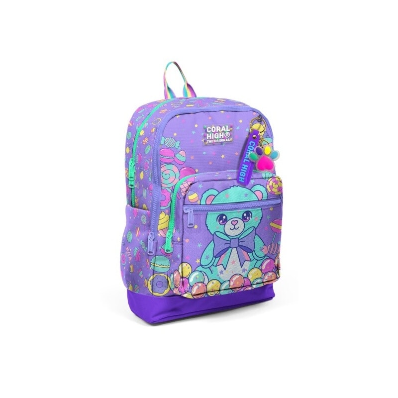 Backpack Coral High Kids Teddy Purple Large 2 Comp. 33205