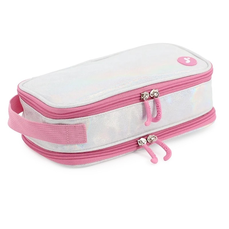 Pencil Case Jworld Doodle 2 Comp. Metallic Silver Pc2501