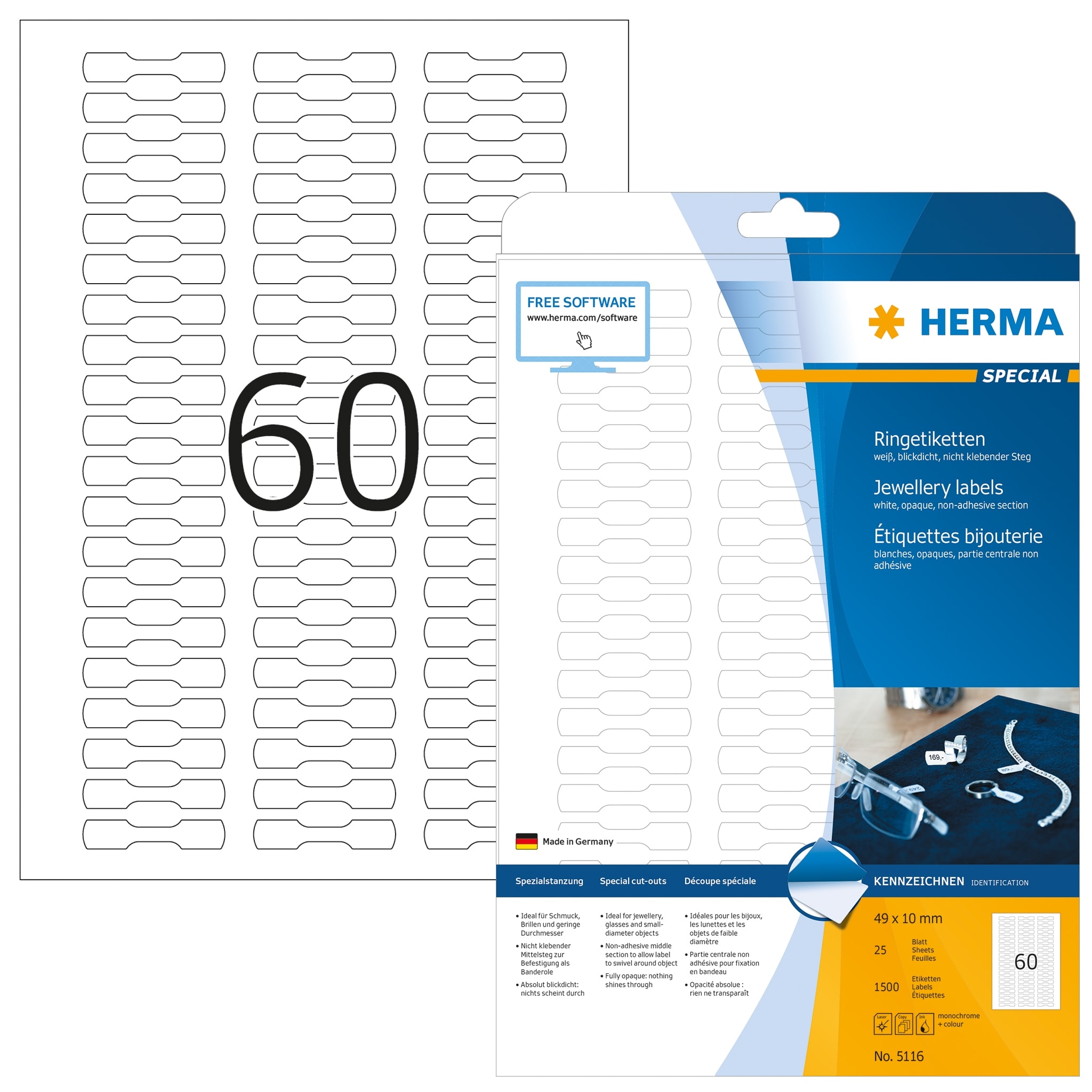 Label Herma Super Print A4 25Sh/Pack 49X10Mm Jewellery White 5116