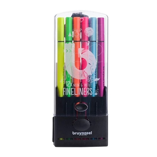 Fineliner Bruynzeel set neon & pastel | 12 colours