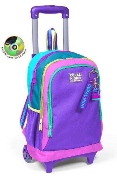 Backpack Coral High Kids Pastel Multicolor Trolley Large 3 Comp. 23959