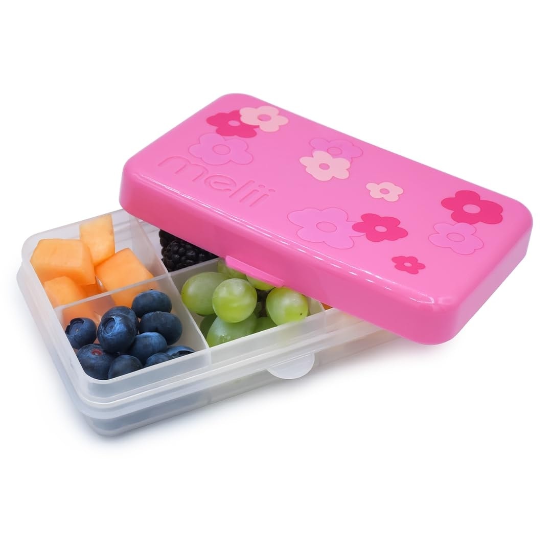 Melii Snackle Box Mini 6 Compartment FLOWERS PINK