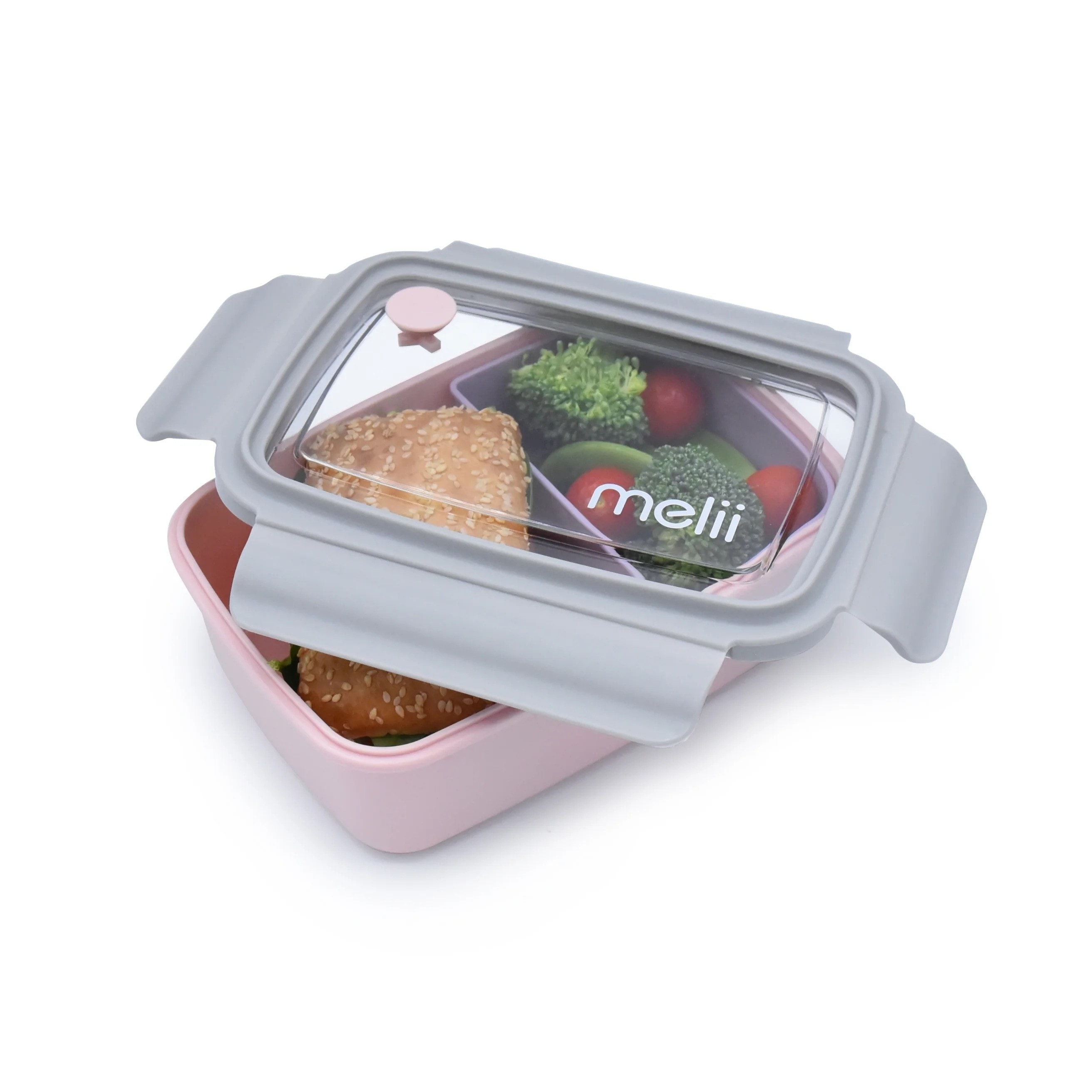Melii Bento Box with Removable Compartments PINK/PURPLE/GREY