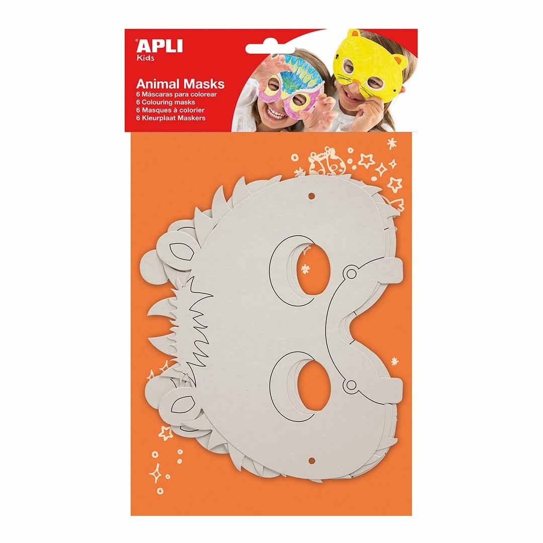 Mask Paint And Color Carton Animals 6/Pack - Apli